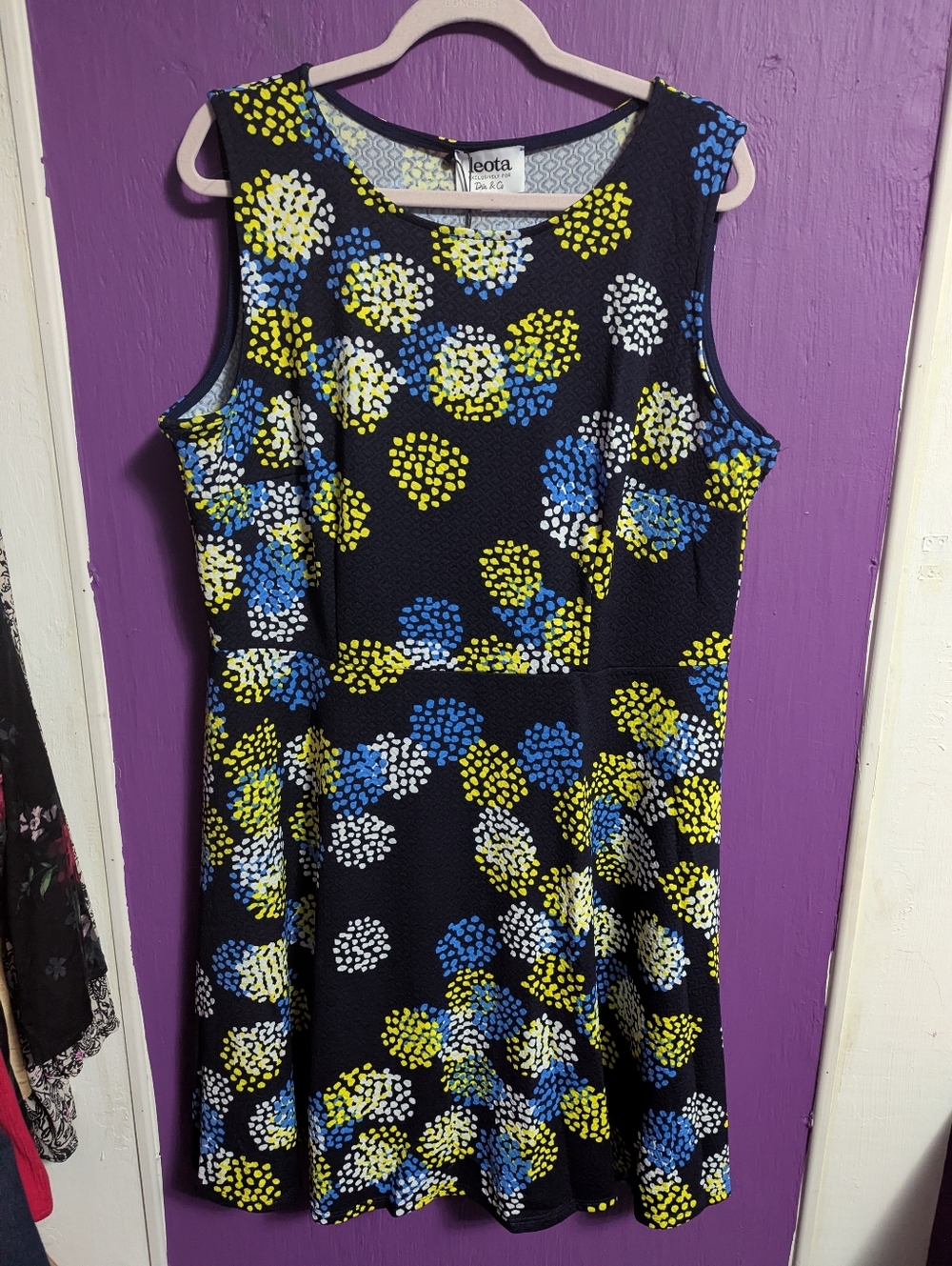 💜 NWT Leota Navy Dahlia Tank Midi Ava Dress 2X 18 20